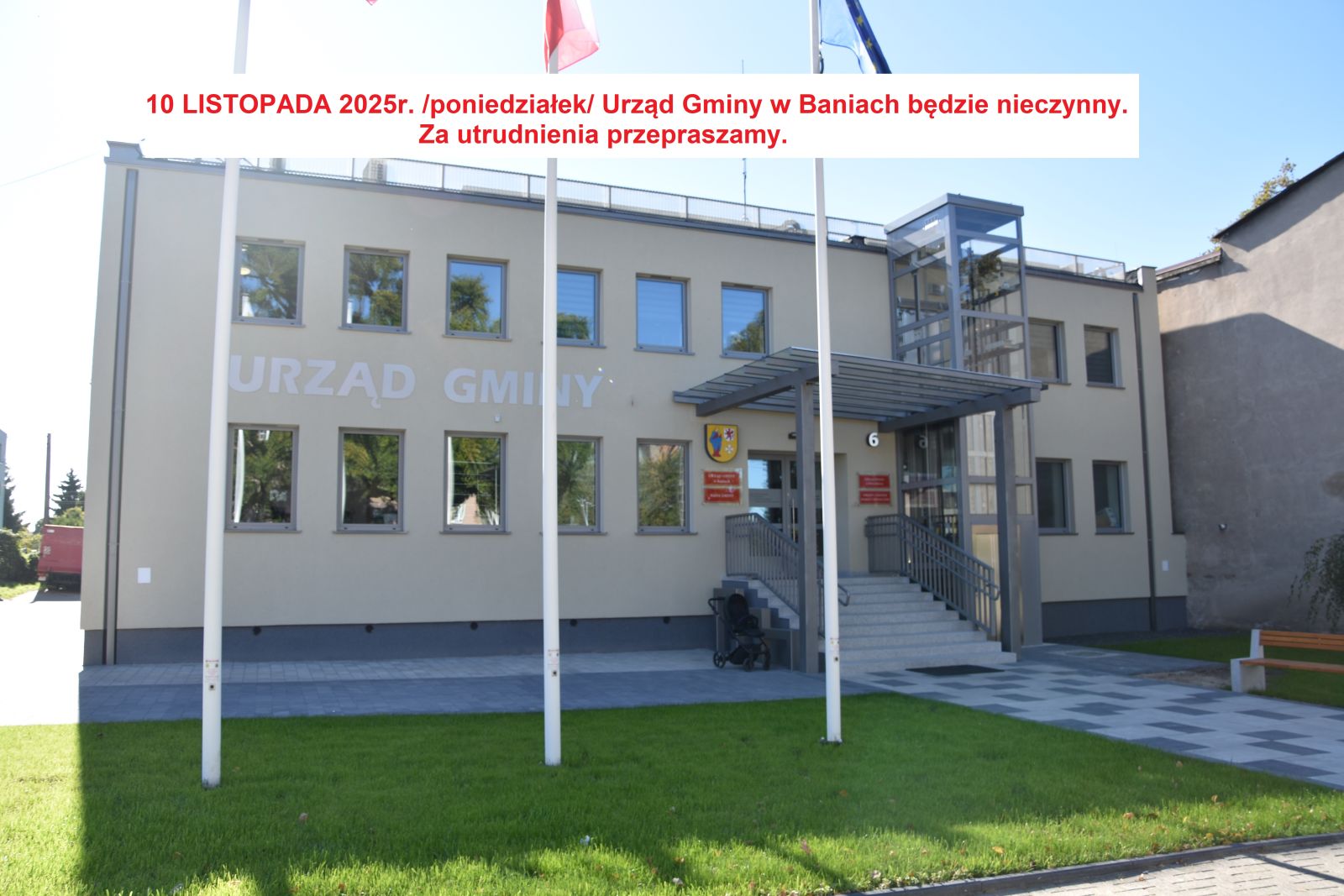 Zdjęcie: W dniu 10.11.2025 r. /poniedziałek/ Urząd Gminy będzie nieczynny.